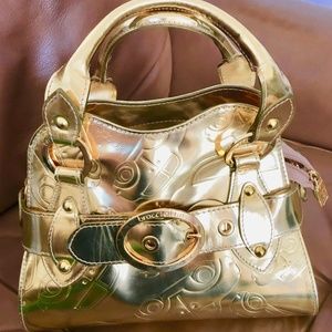 BRACCIALINI Leather Gold Car Small Satchel
